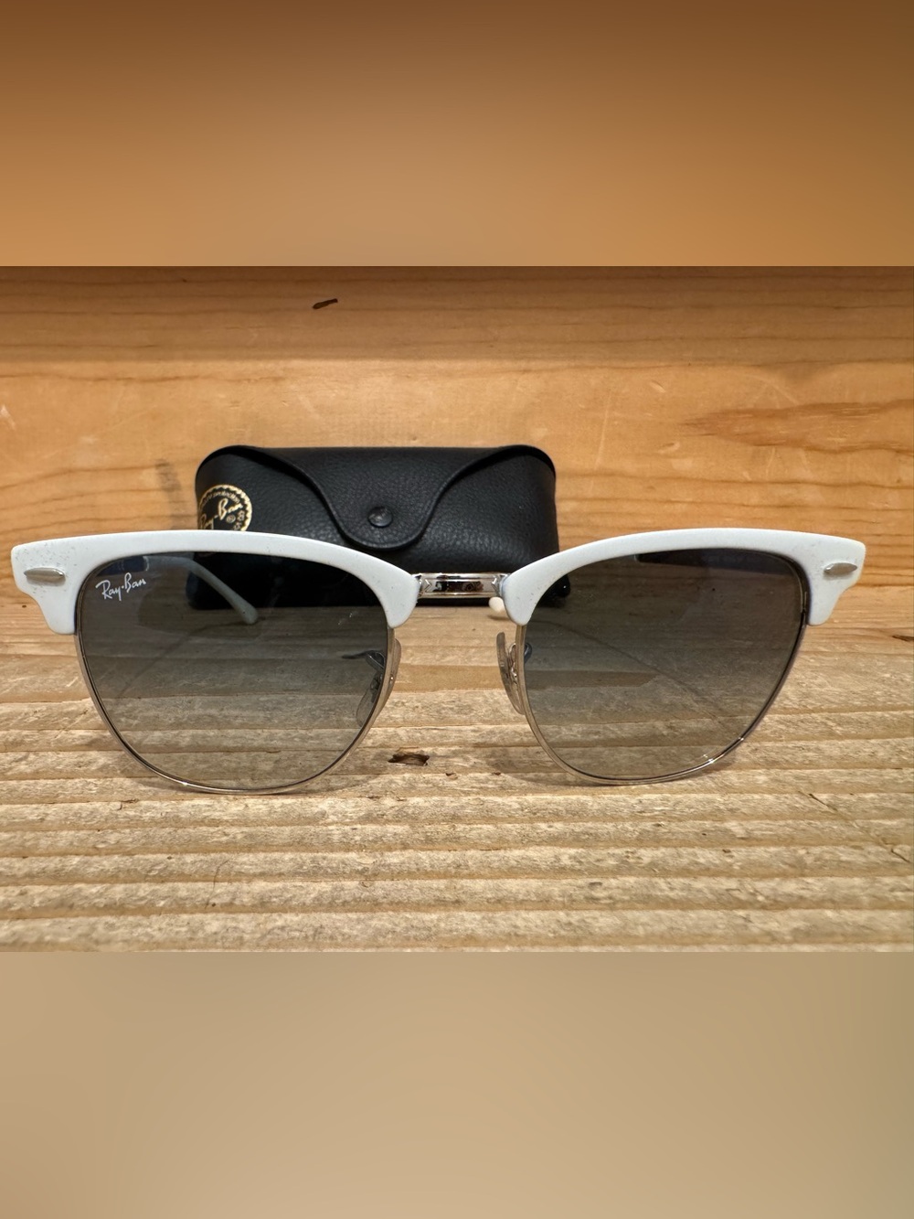 Ray-Ban Clubmaster Sunglasses - White Frame, Gray Lenses